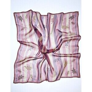 VINTAGE 1979 Embroidered &Beaded Silk Square Scarf 21in